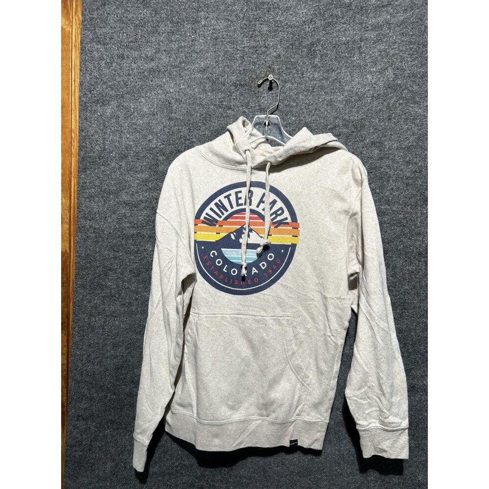 Techstyles Hoodie Mens Small Gray Winter Park Colorado Graphic Pullover Fleece
